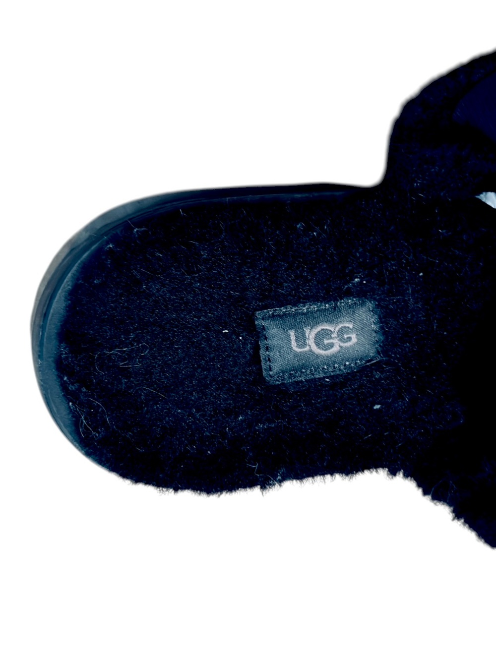 Ends in 24 Hours Ugg Black Fluffy Sheepskin Elastic Slingback Slippers Size 8 - Picture 6 of 7